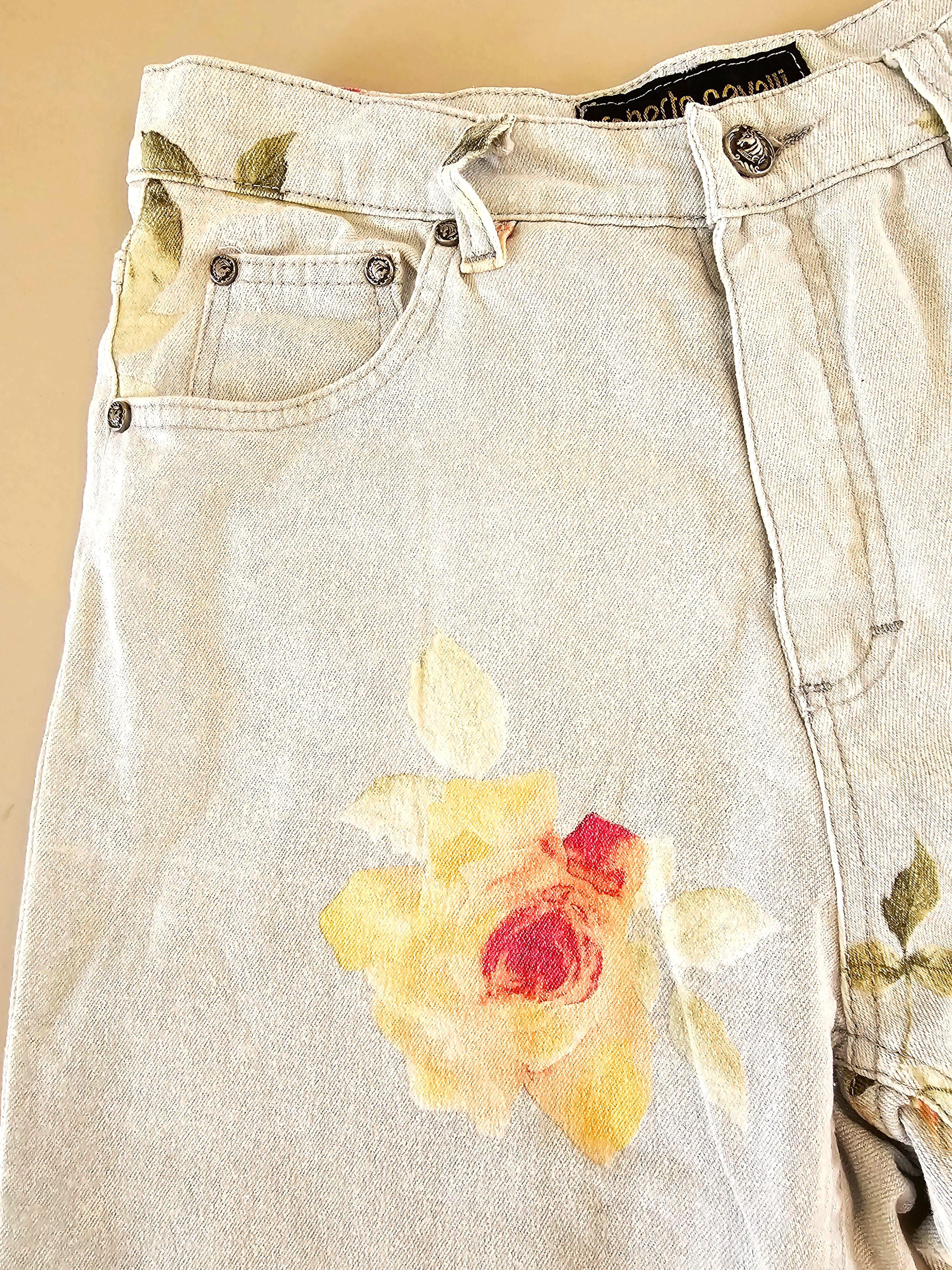 Roberto Cavalli 90s Floral Jeans Stretch Vintage For Sale 6