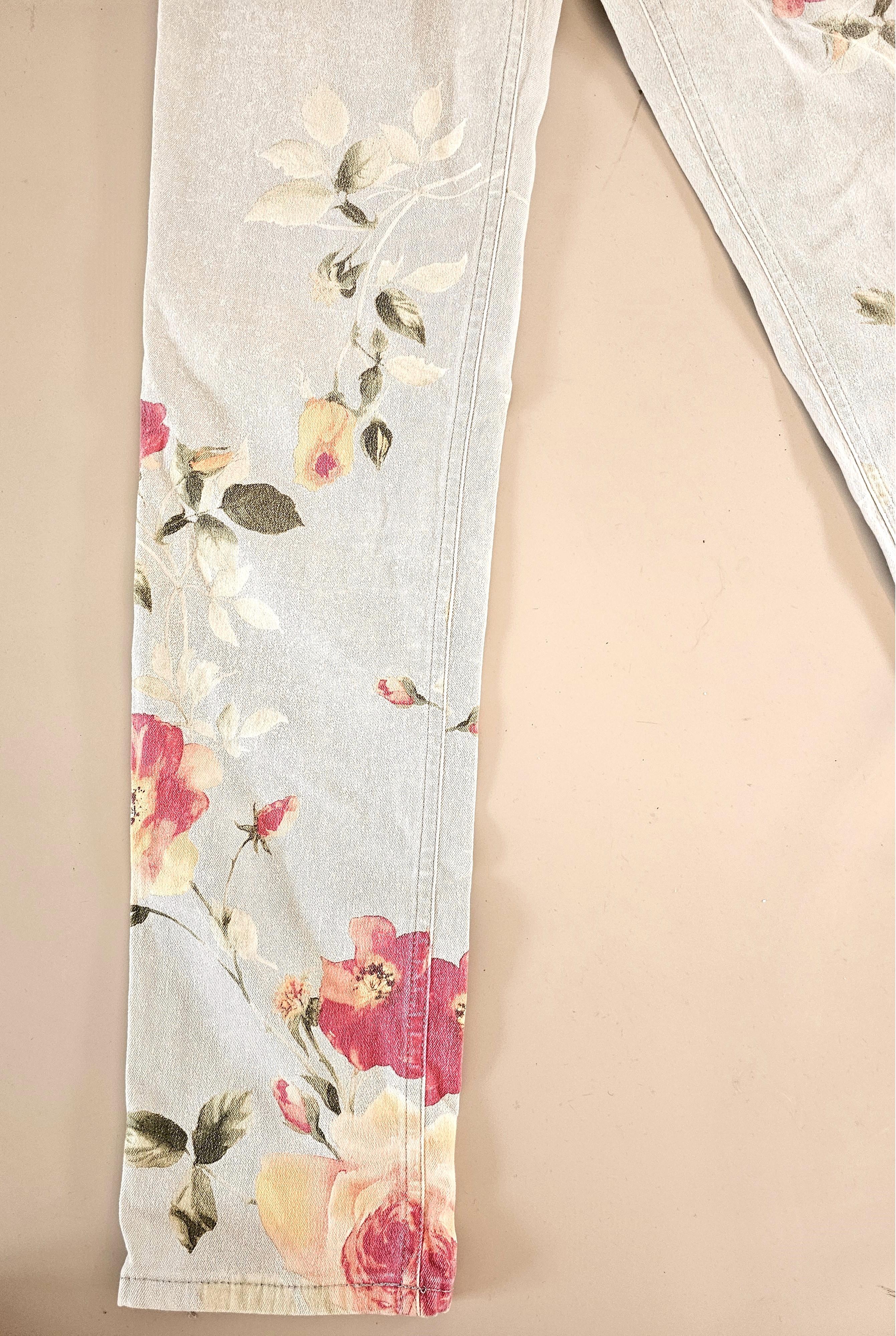 Roberto Cavalli 90s Floral Jeans Stretch Vintage For Sale 7