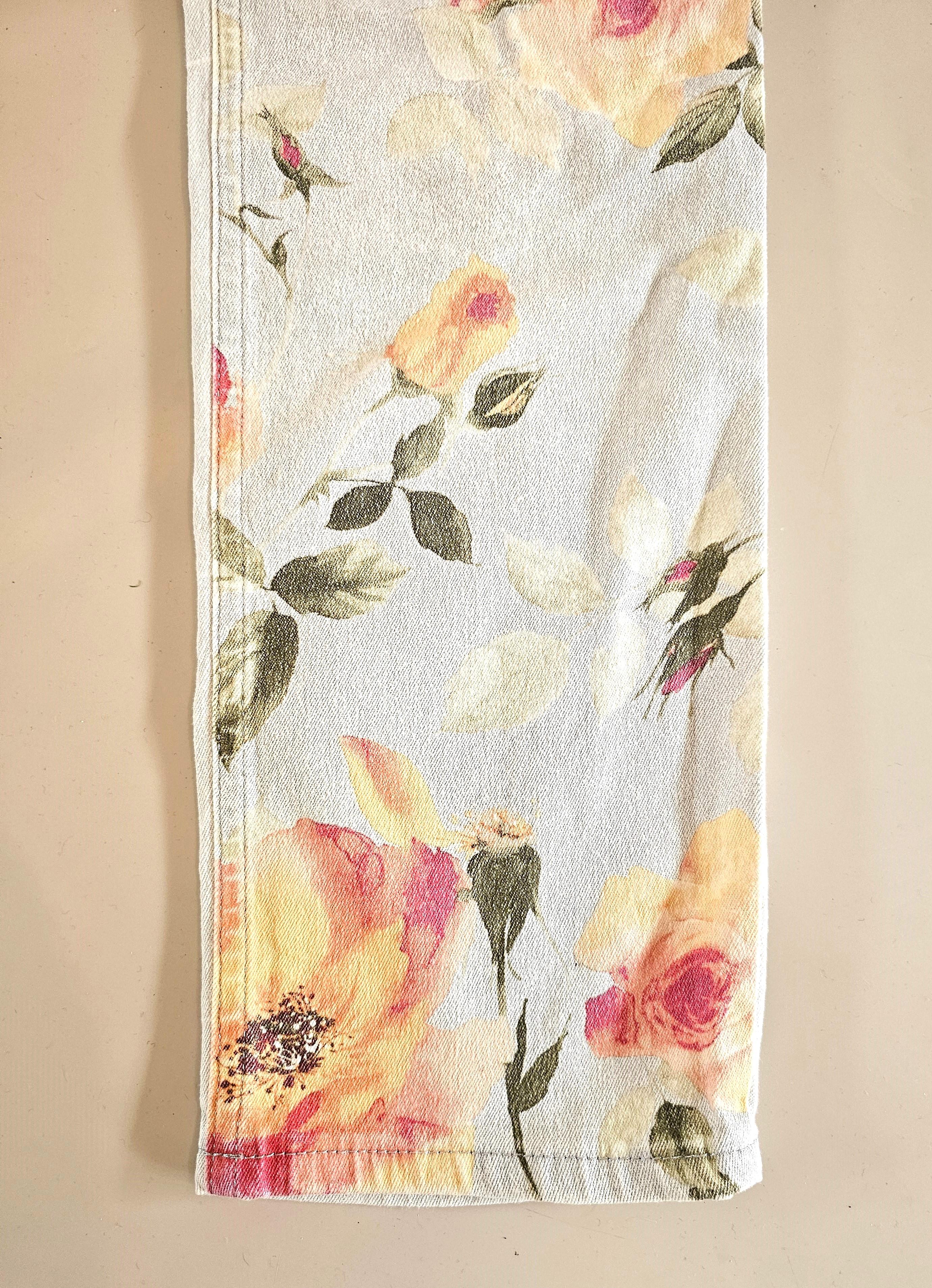 Roberto Cavalli 90s Floral Jeans Stretch Vintage For Sale 8
