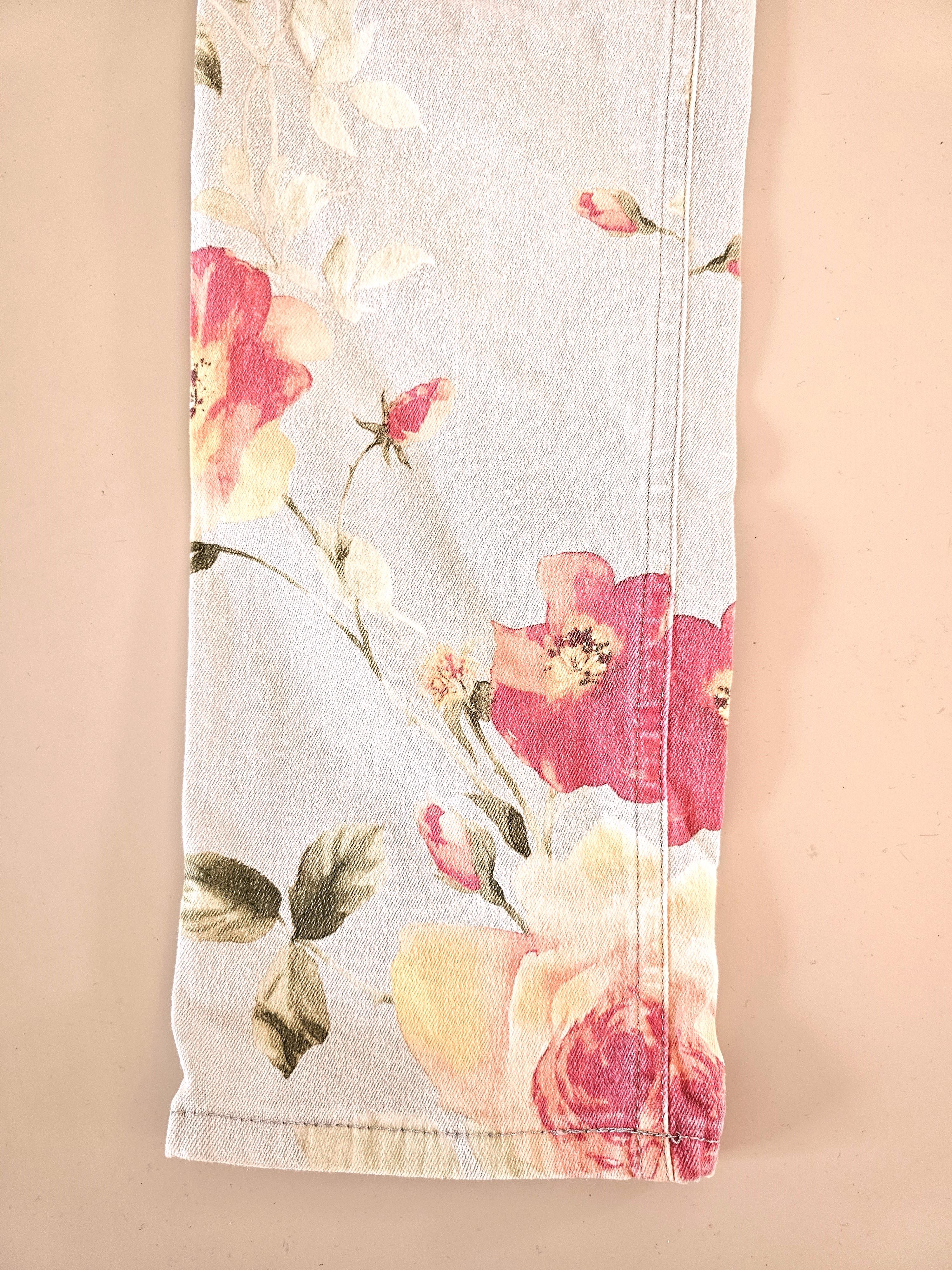 Roberto Cavalli 90s Floral Jeans Stretch Vintage For Sale 9