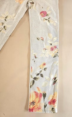 Roberto Cavalli 1990s Women's Vintage Floral Stretch Jeans, Italy
