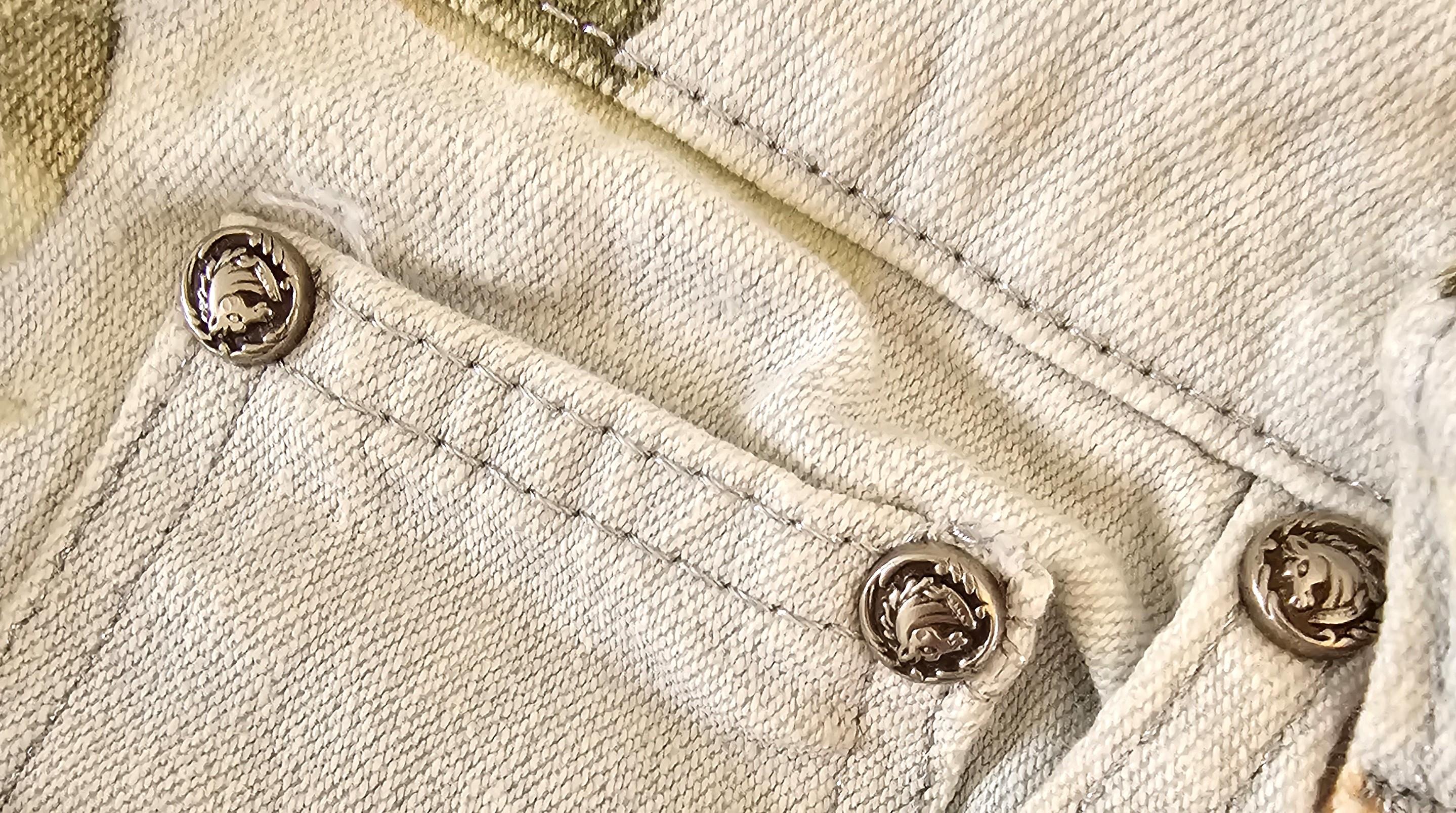 Beige Roberto Cavalli 90s Floral Jeans Stretch Vintage For Sale