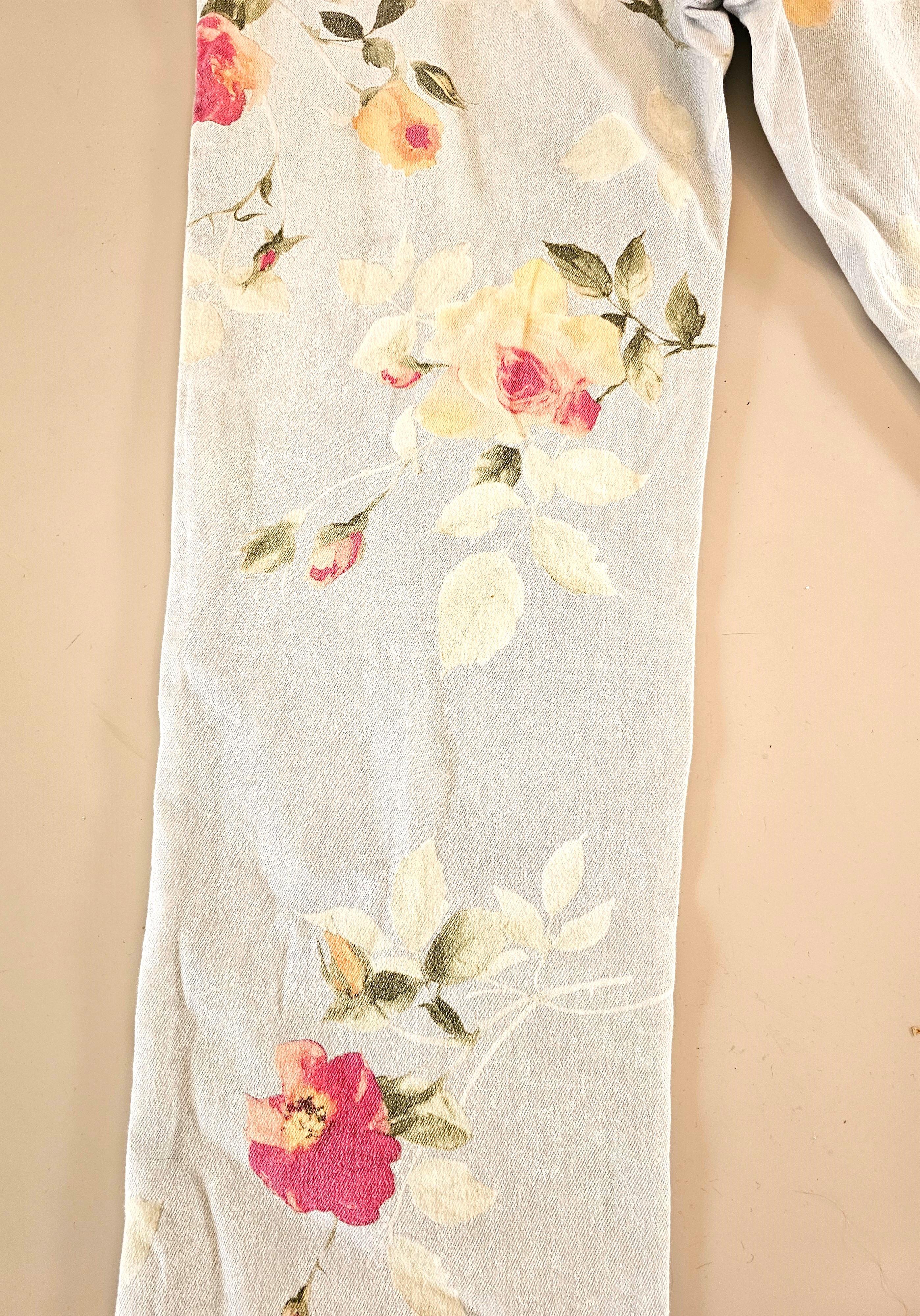 Roberto Cavalli 90s Floral Jeans Stretch Vintage In Excellent Condition For Sale In 'S-HERTOGENBOSCH, NL