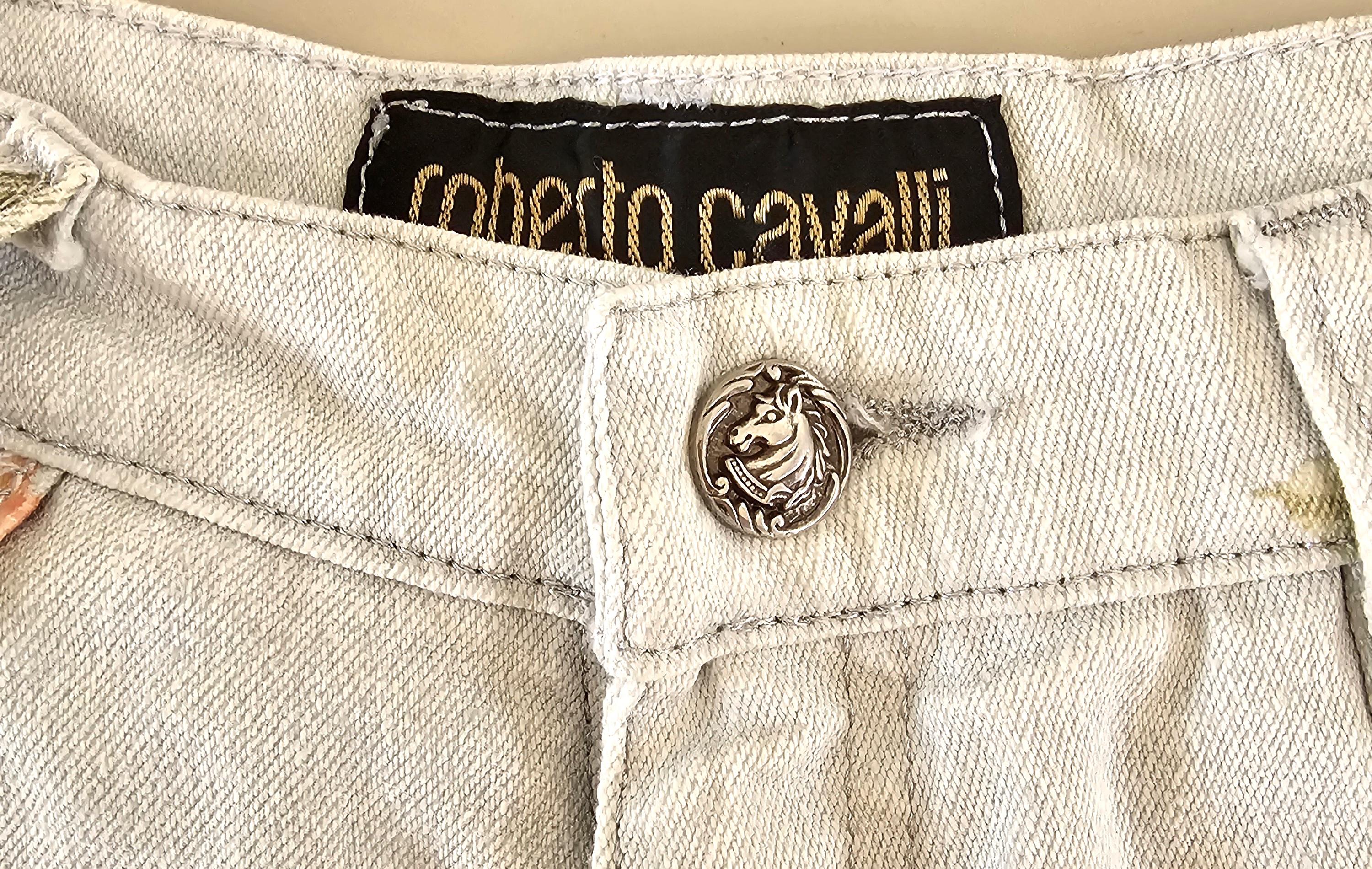Women's Roberto Cavalli 90s Floral Jeans Stretch Vintage For Sale