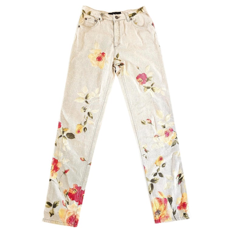 Roberto Cavalli 90s Floral Jeans Stretch Vintage in vendita su