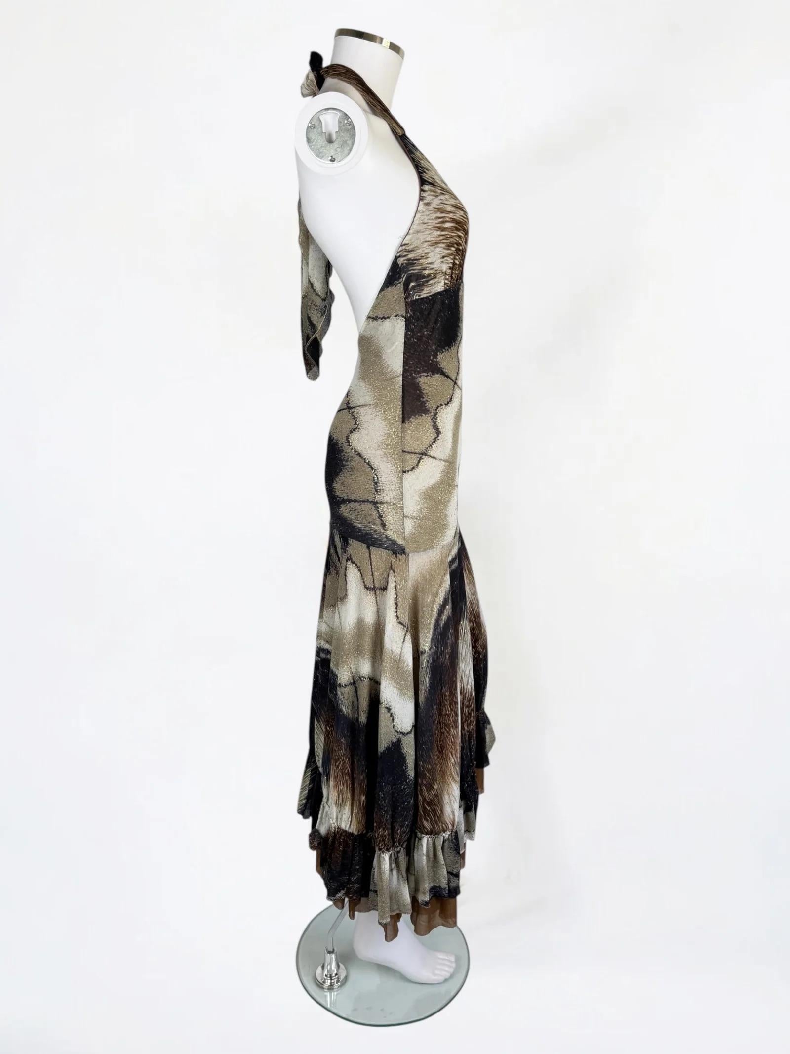 Nero Roberto Cavalli - Vestito astratto con collo alto, c.C. in vendita