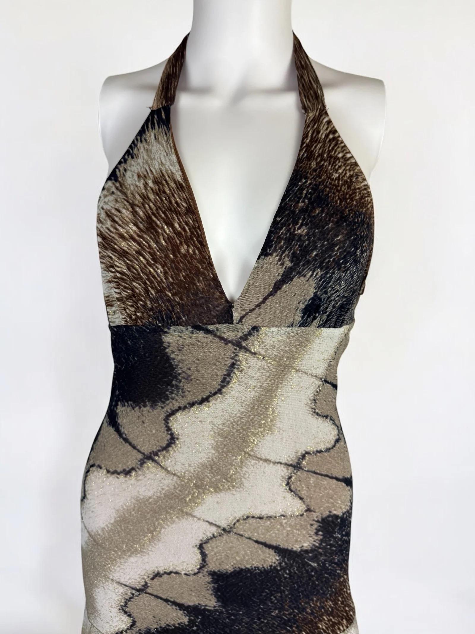 Roberto Cavalli - Vestito astratto con collo alto, c.C. In condizioni buone in vendita a Marlborough, GB