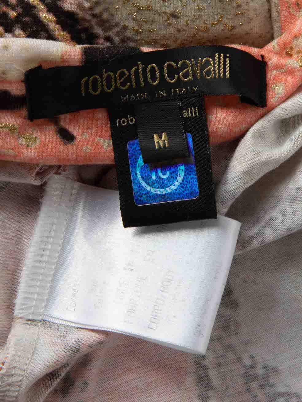 Women's Roberto Cavalli Abstract Pattern Feather Detail Top Size M