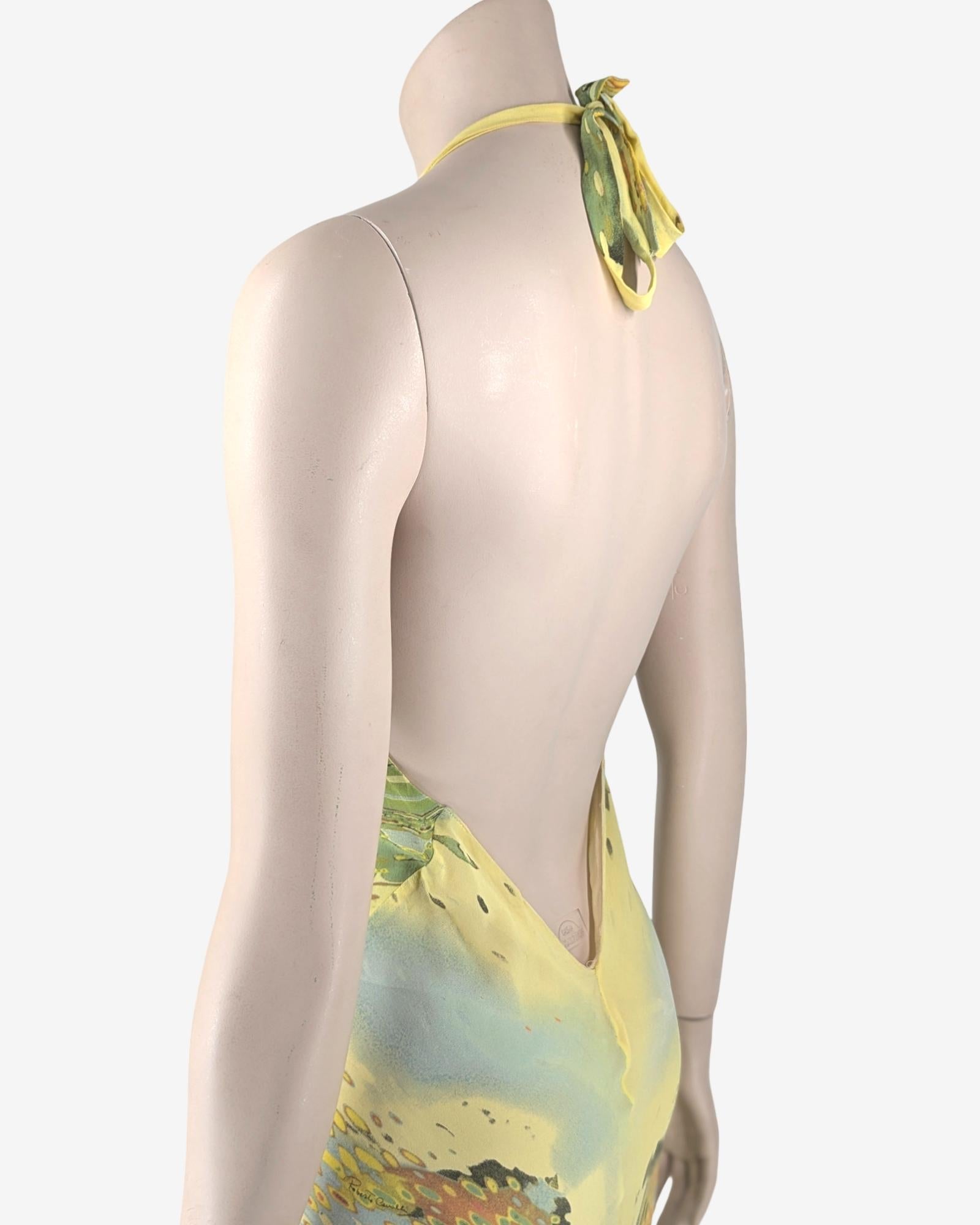 Robe en soie imprimée abstraite Roberto Cavalli en vente 5