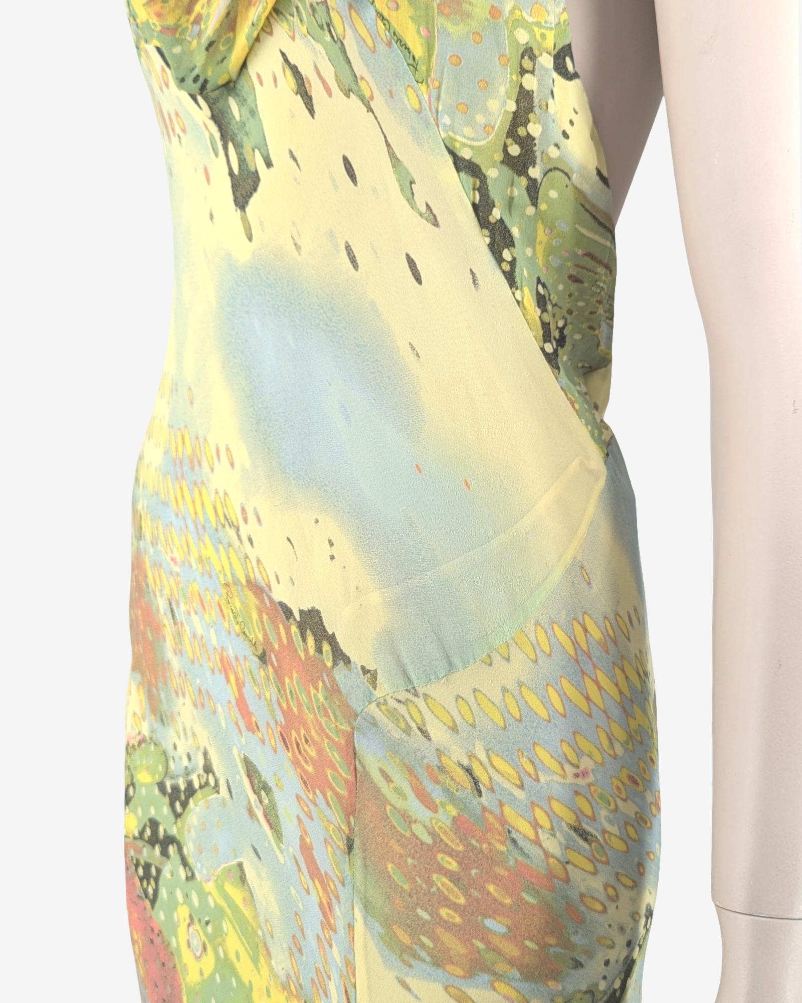 Robe en soie imprimée abstraite Roberto Cavalli en vente 6