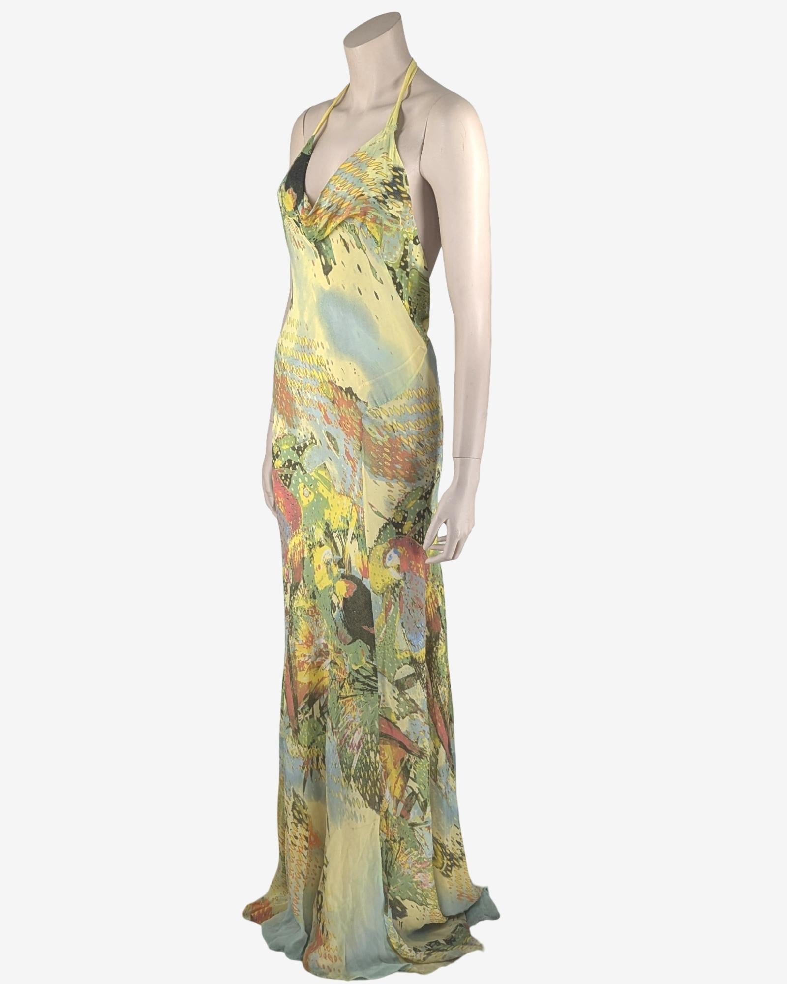 Robe en soie imprimée abstraite Roberto Cavalli en vente 7