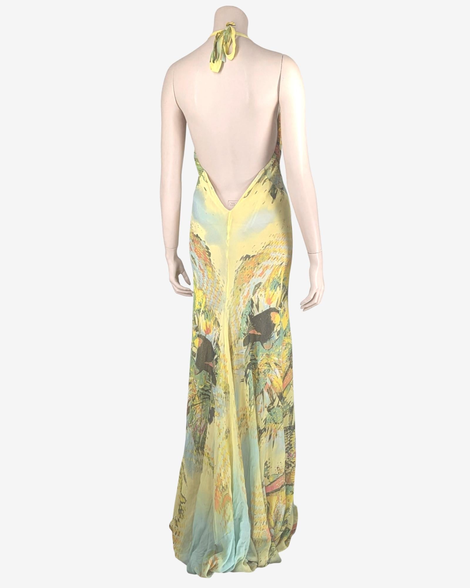 Robe en soie imprimée abstraite Roberto Cavalli Pour femmes en vente