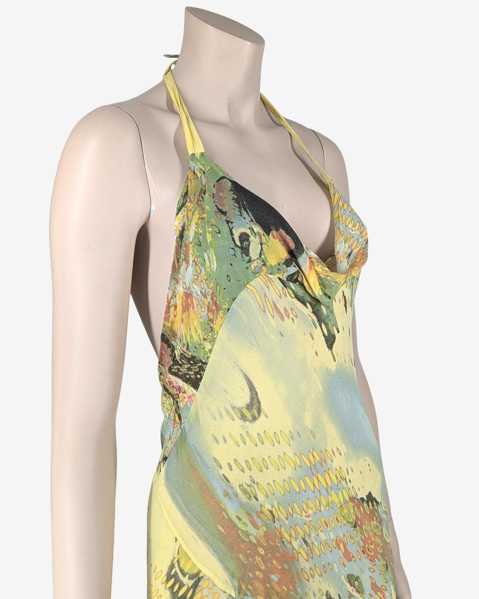 Robe en soie imprimée abstraite Roberto Cavalli en vente 1