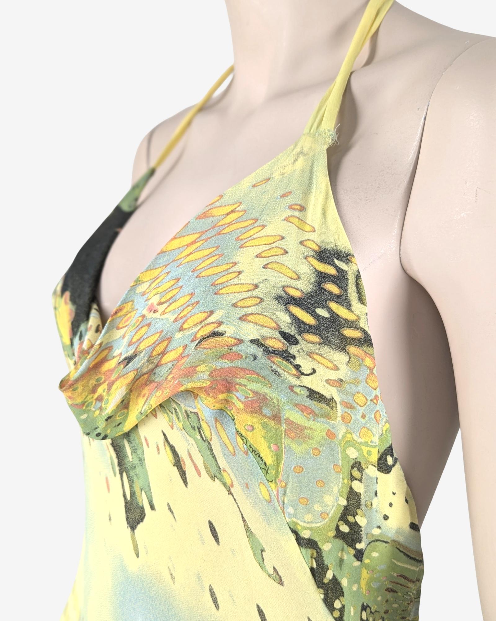 Robe en soie imprimée abstraite Roberto Cavalli en vente 2