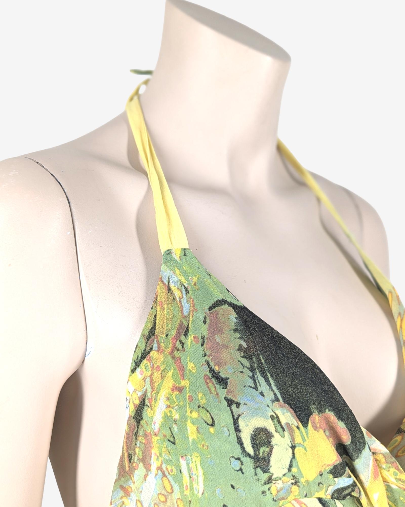 Robe en soie imprimée abstraite Roberto Cavalli en vente 4