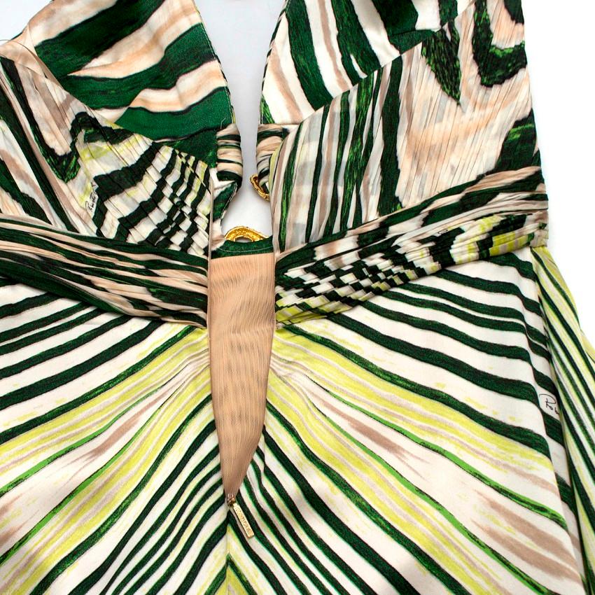 Roberto Cavalli abstract-print silk-satin halterneck gown US 6 In Good Condition In London, GB