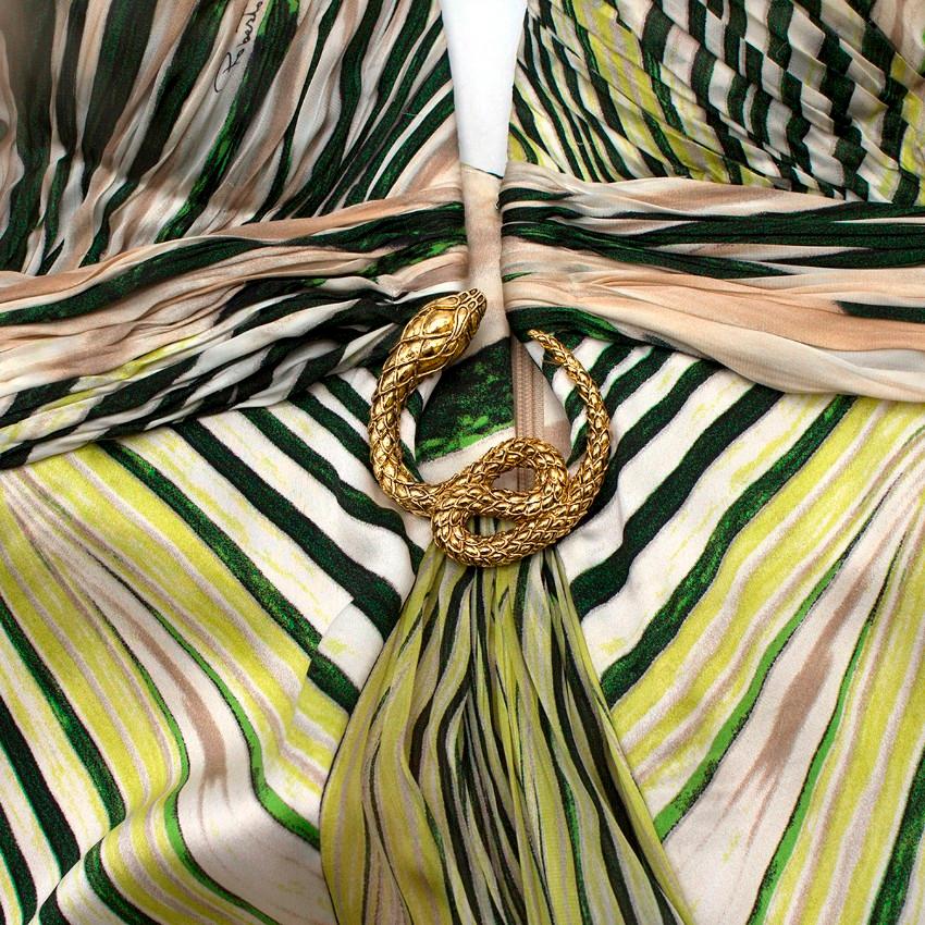 Roberto Cavalli abstract-print silk-satin halterneck gown US 6 2