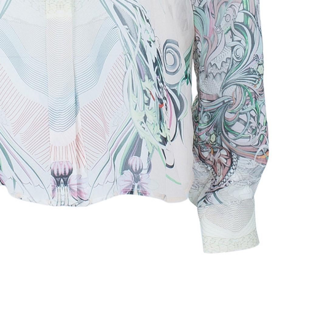 Roberto Cavalli Abstract Silk Chiffon Top And Skirt Set M/S 6