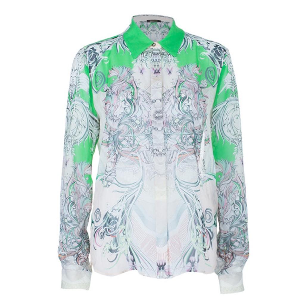 Roberto Cavalli Abstract Silk Chiffon Top And Skirt Set M/S 7
