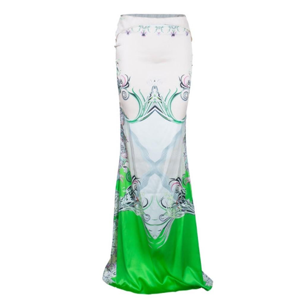 Roberto Cavalli Abstract Silk Chiffon Top And Skirt Set M/S 8