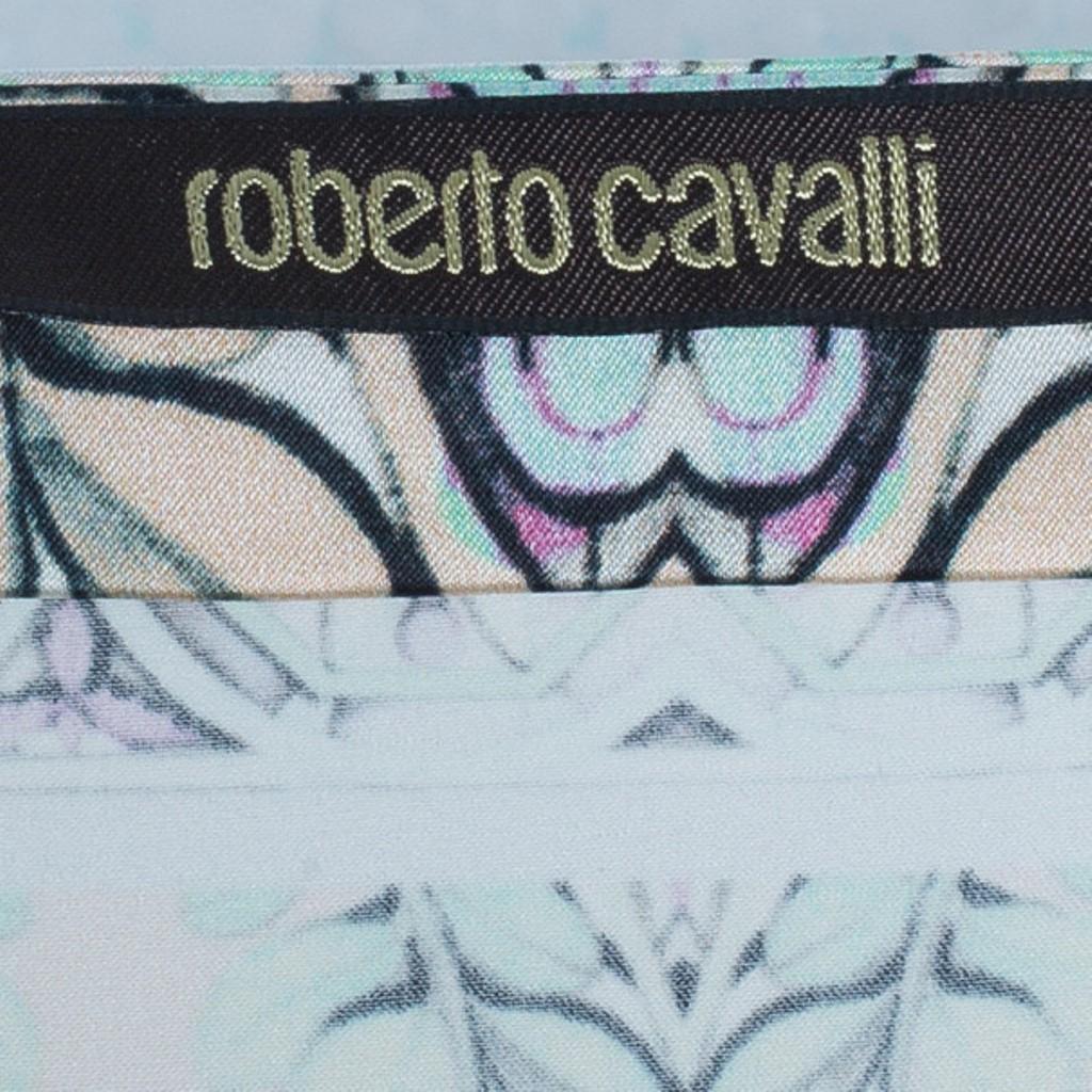 Roberto Cavalli Abstract Silk Chiffon Top And Skirt Set M/S 13