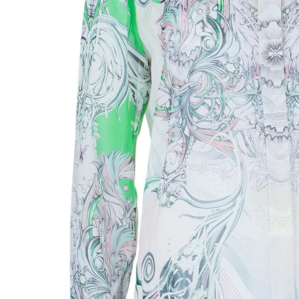 Roberto Cavalli Abstract Silk Chiffon Top And Skirt Set M/S In Excellent Condition In Dubai, Al Qouz 2