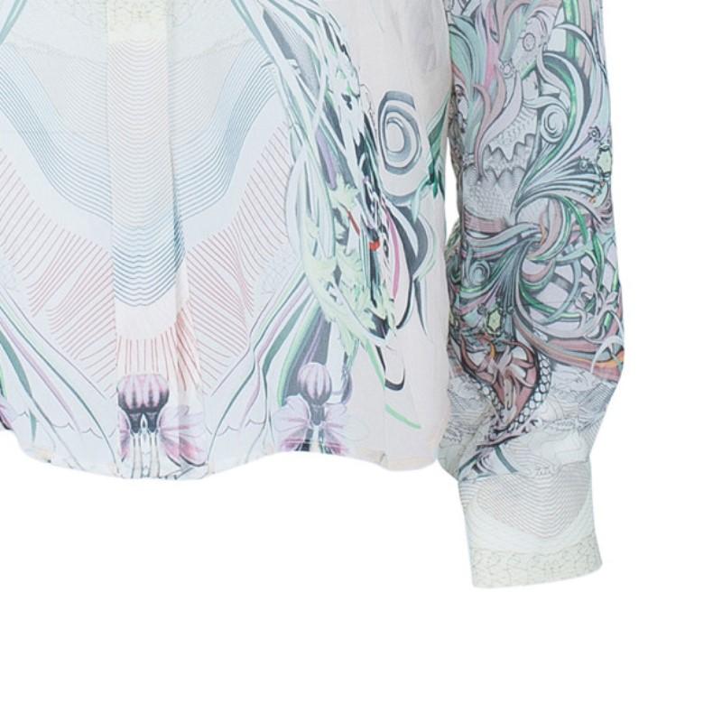 Roberto Cavalli Abstract Silk Chiffon Top And Skirt Set M/S 1