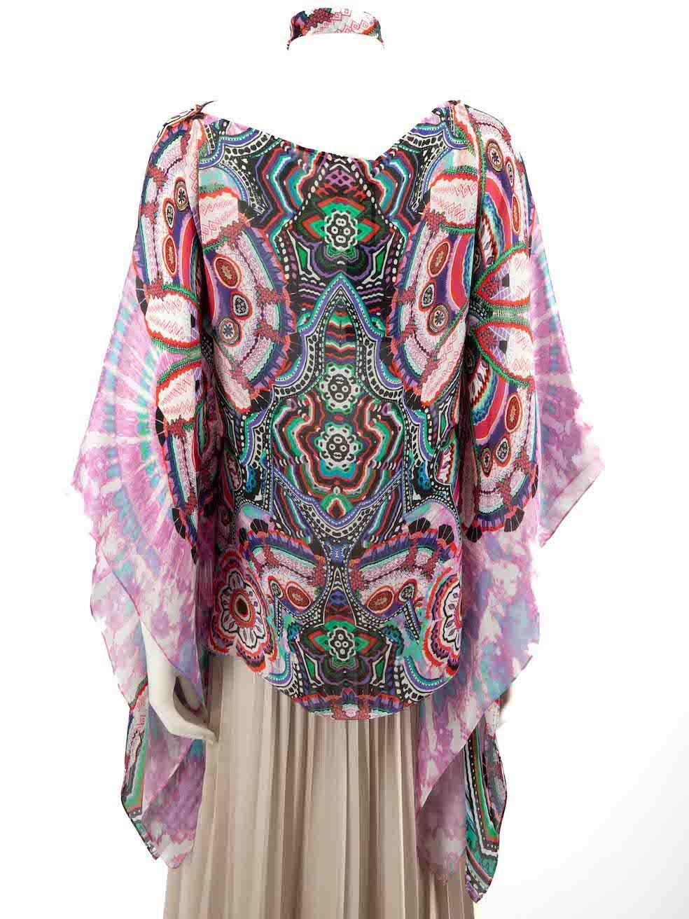Roberto Cavalli Abstract Silk Sheer Blouse Size L In New Condition For Sale In London, GB