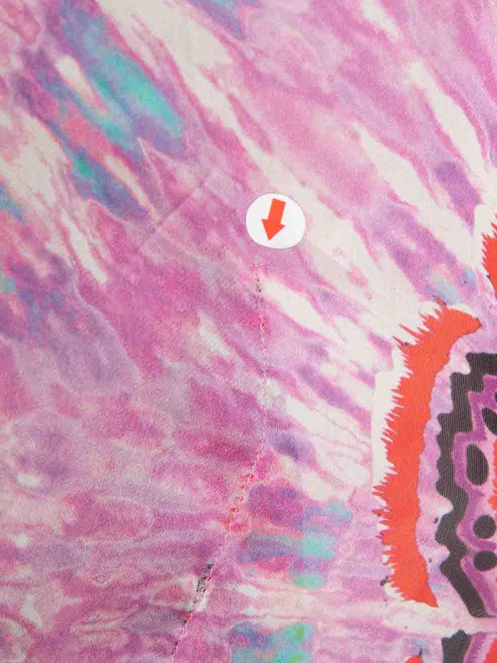 Roberto Cavalli Abstrakte durchsichtige Seidenbluse Größe L Damen im Angebot