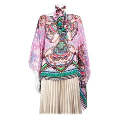Roberto Cavalli Abstract Silk Sheer Blouse Size L