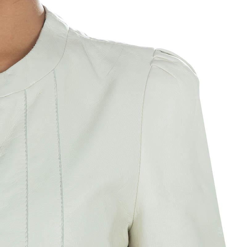 Roberto Cavalli Angels - Veste en cuir crème avec détails en plumes, 12 ans Neuf à Dubai, Al Qouz 2