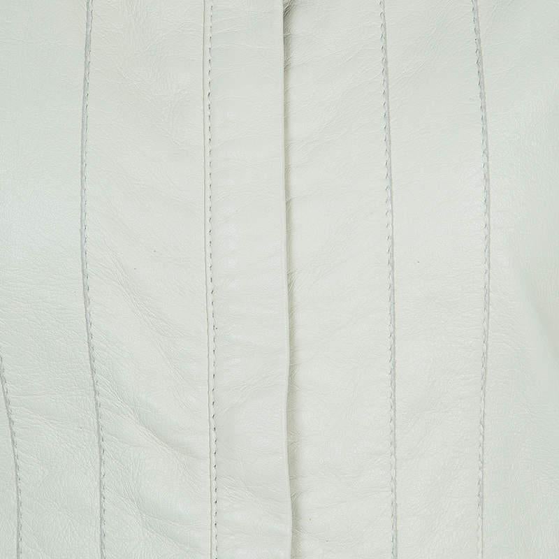 Roberto Cavalli Angels Cream Frill Detail Leather Jacket 12 Yrs For Sale 2