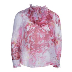 Roberto Cavalli Angels Floral Printed Silk Ruffle Detail Long Sleeve Top 6 Yrs
