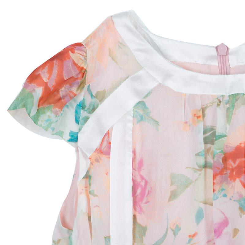 Women's Roberto Cavalli Angels Multicolor Floral Print Silk Dress 10 Yrs For Sale
