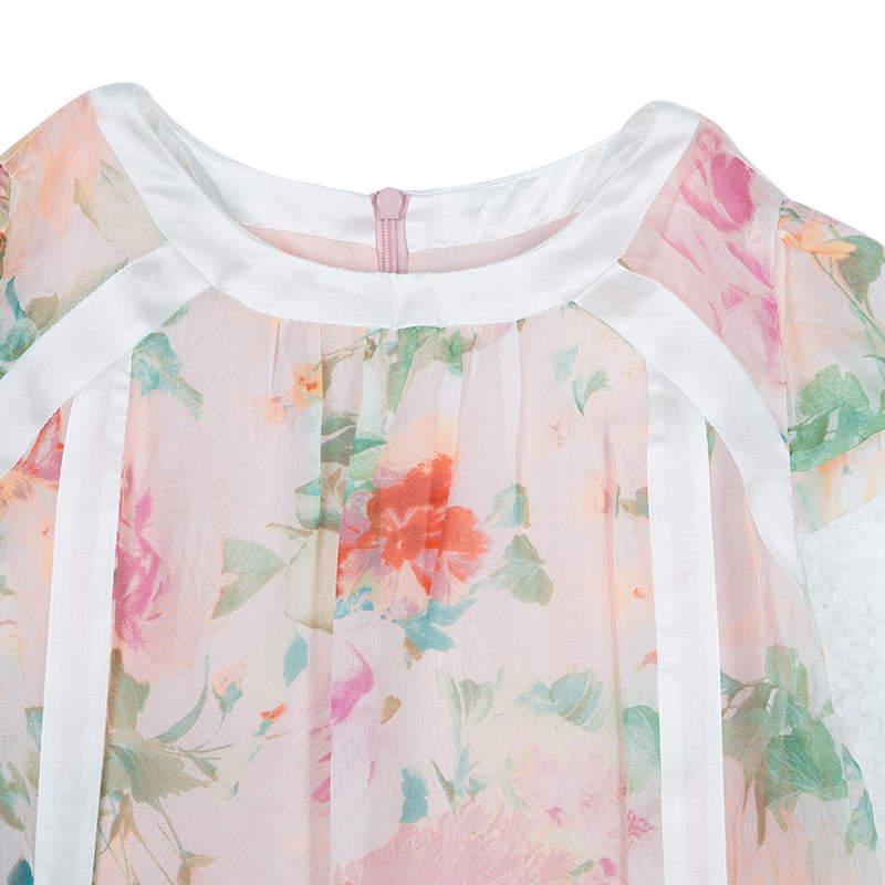 Roberto Cavalli Angels Multicolor Floral Print Silk Dress 10 Yrs For Sale 1