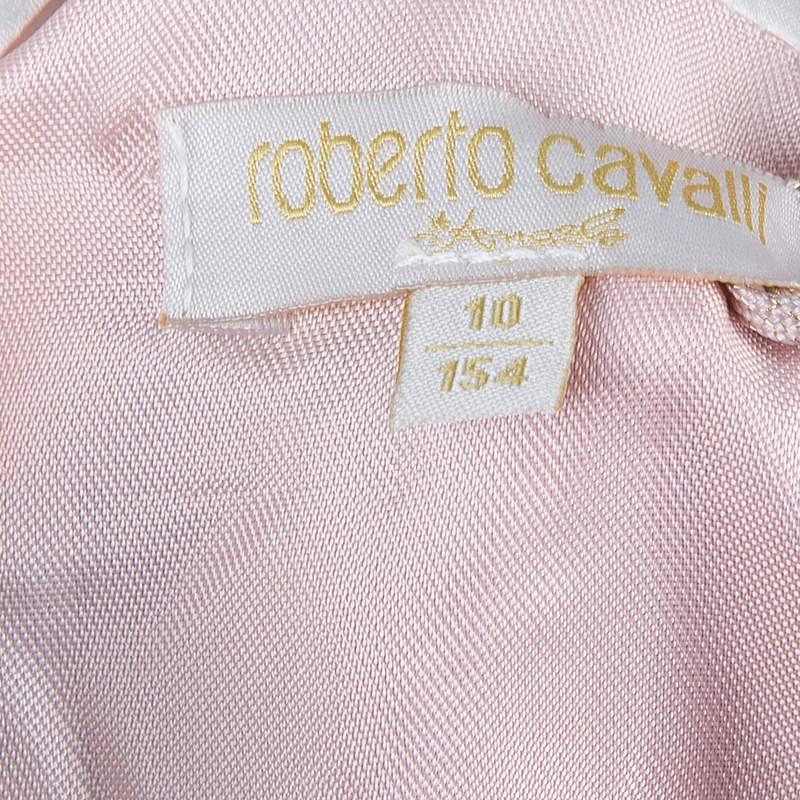 Roberto Cavalli Angels Multicolor Floral Print Silk Dress 10 Yrs For Sale 2