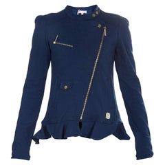 Roberto Cavalli Angels Navy Blue Frill Detail Biker Jacket 12 Yrs