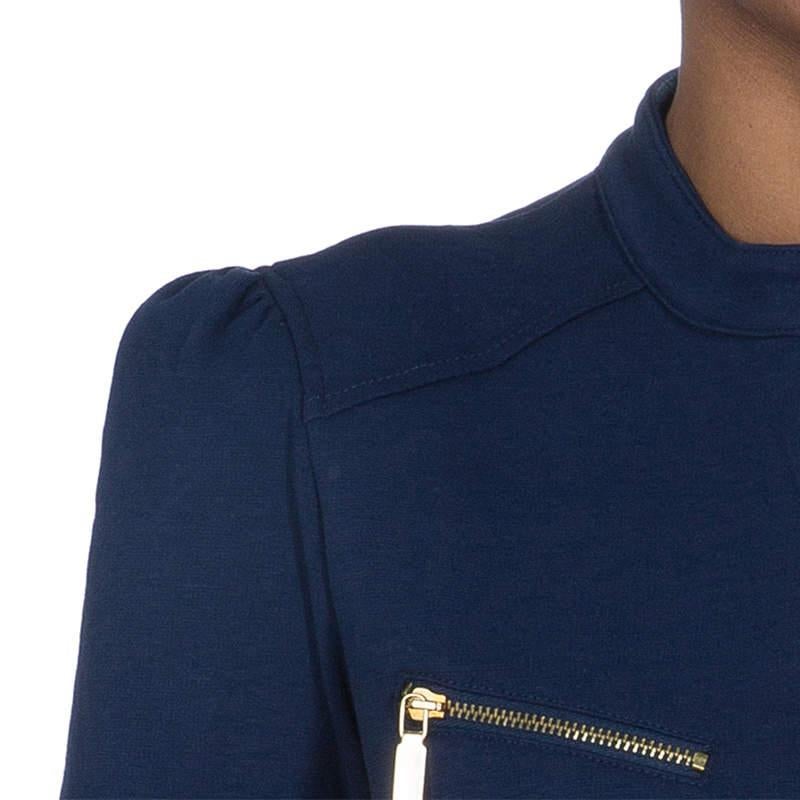 Women's or Men's Roberto Cavalli Angels Navy Blue Frill Detail Biker Jacket 8 Yrs