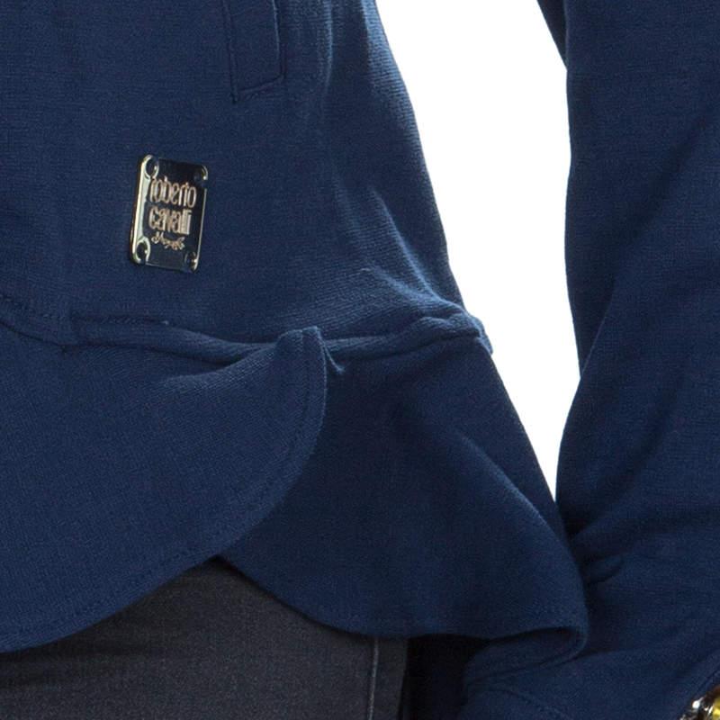 Roberto Cavalli Angels Navy Blue Frill Detail Biker Jacket 8 Yrs 1