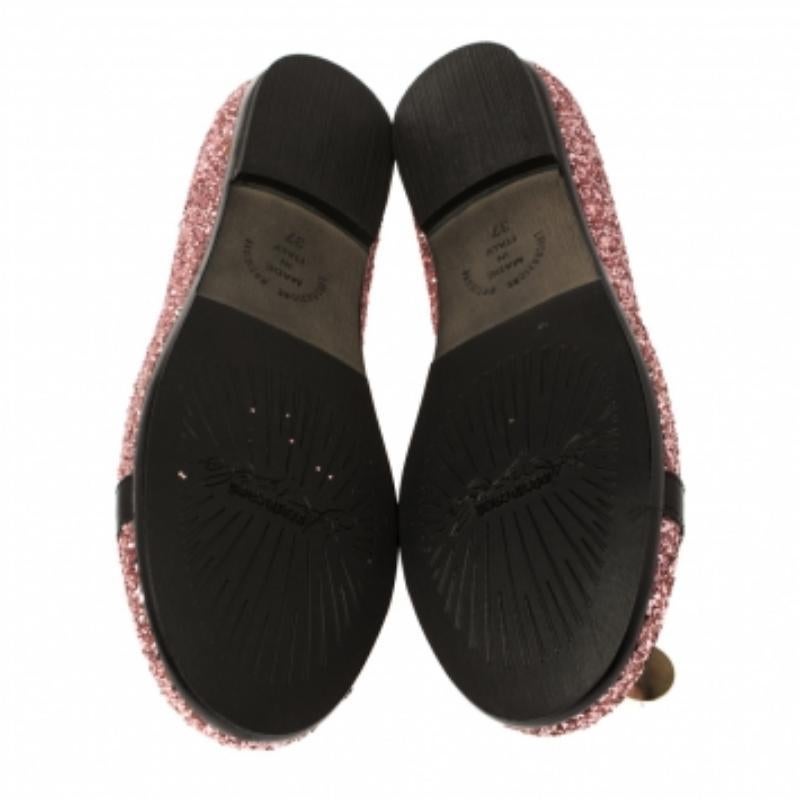 Brown Roberto Cavalli Angels Pink Glitters Ballet Flats Size 37 For Sale