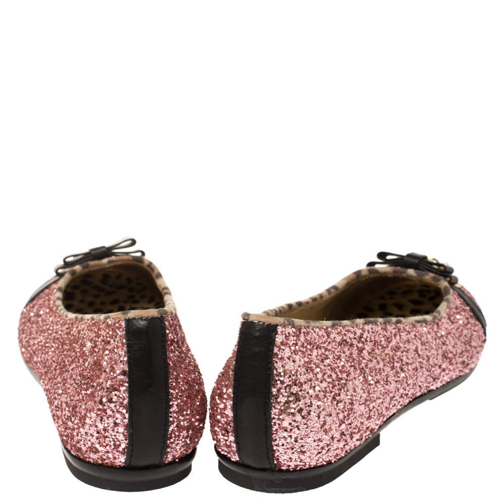 Women's Roberto Cavalli Angels Pink Glitters Ballet Flats Size 37
