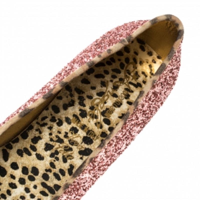 Roberto Cavalli Angels Pink Glitters Ballet Flats Size 37 For Sale 1