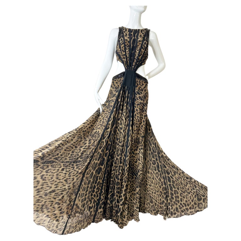 2005 animal silk maxi dress roberto cavalli Sexiest 2003 Roberto Cavalli Laced Back Corset Leopard Print Silk Chif Shrimpton Couture