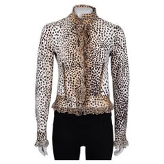 Roberto Cavalli Animal Print Fitted Jacket IT38 XS