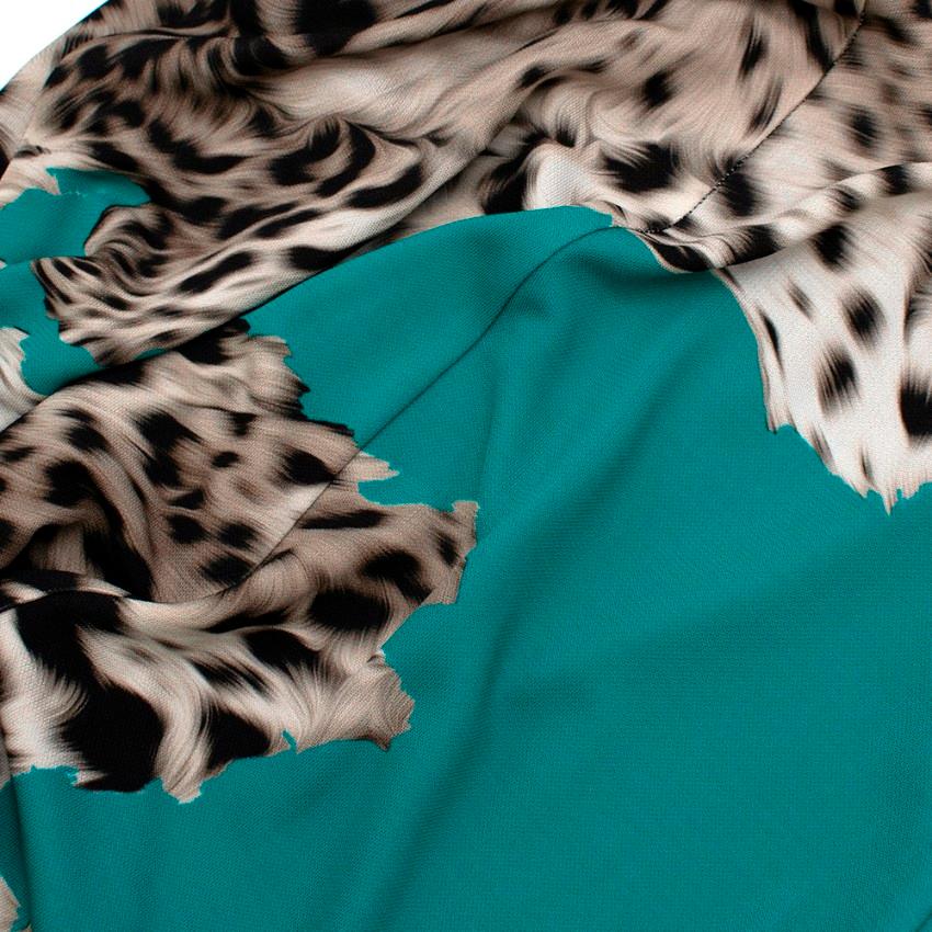 Roberto Cavalli Animal Print/Green Stretch Dress - Size US2 For Sale 2