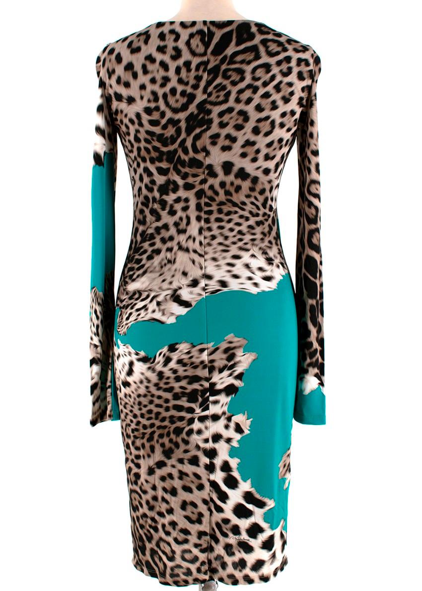 green and blue leopard print dress