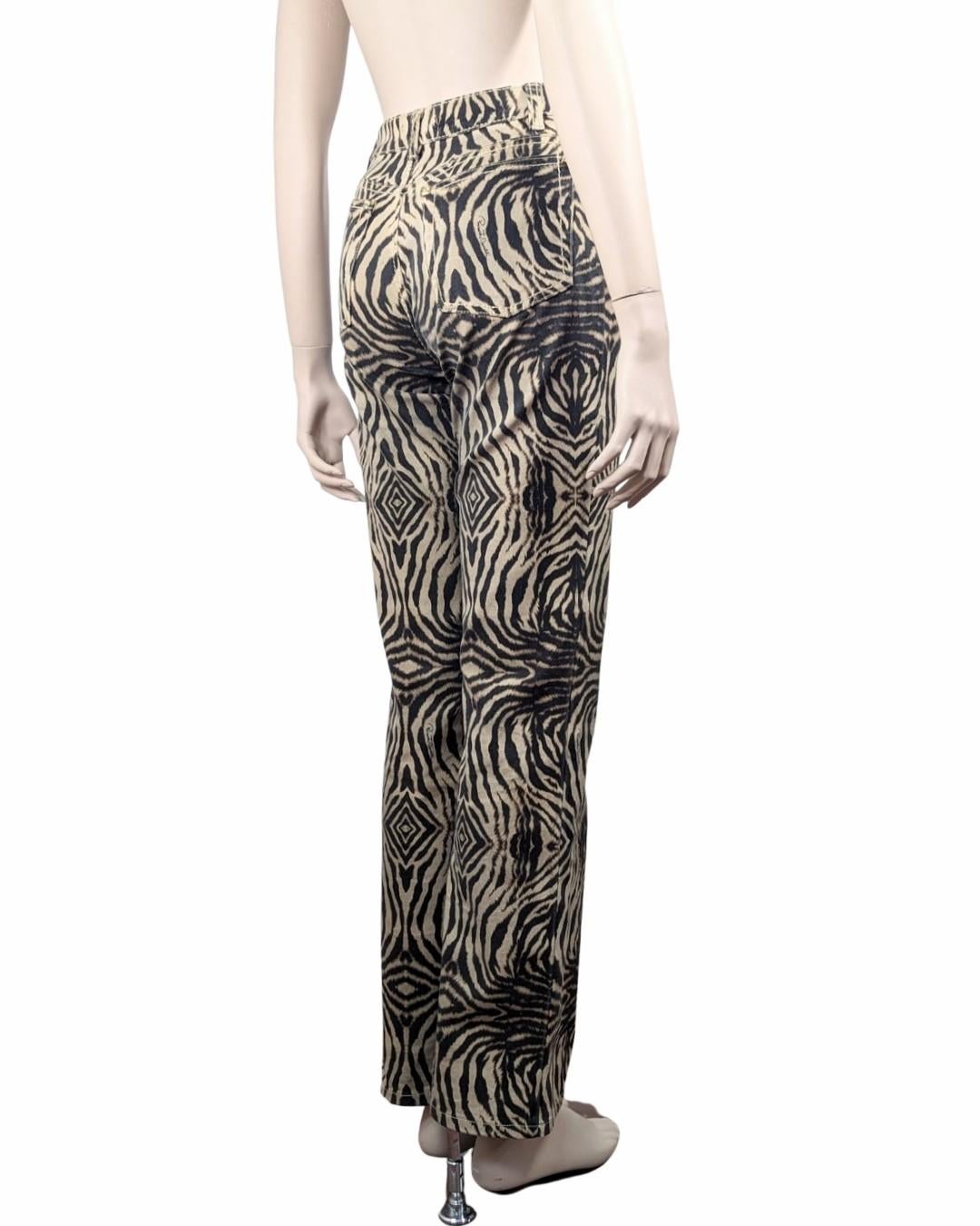 Roberto Cavalli animal print jeans For Sale 2