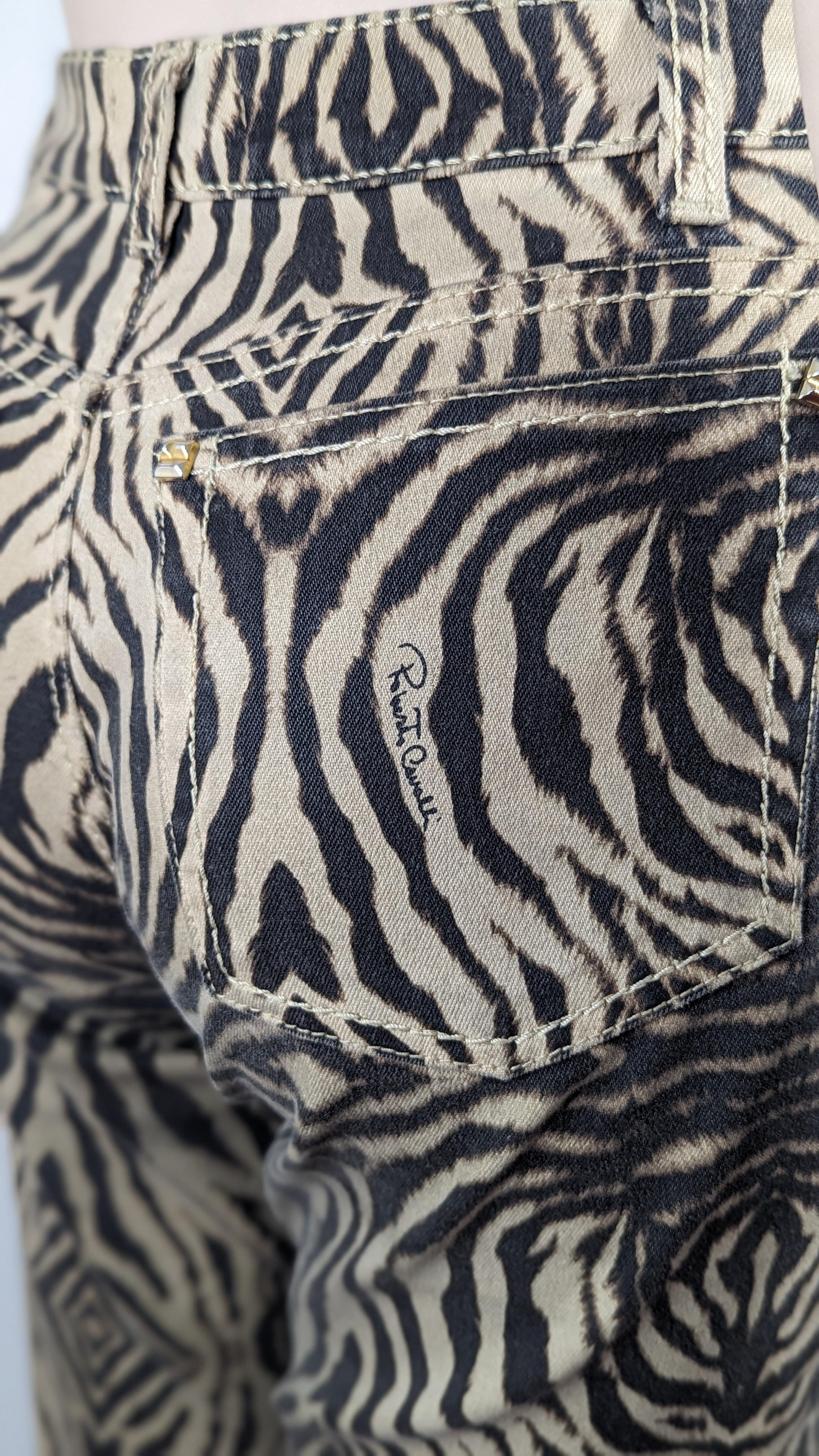 Roberto Cavalli animal print jeans For Sale 4