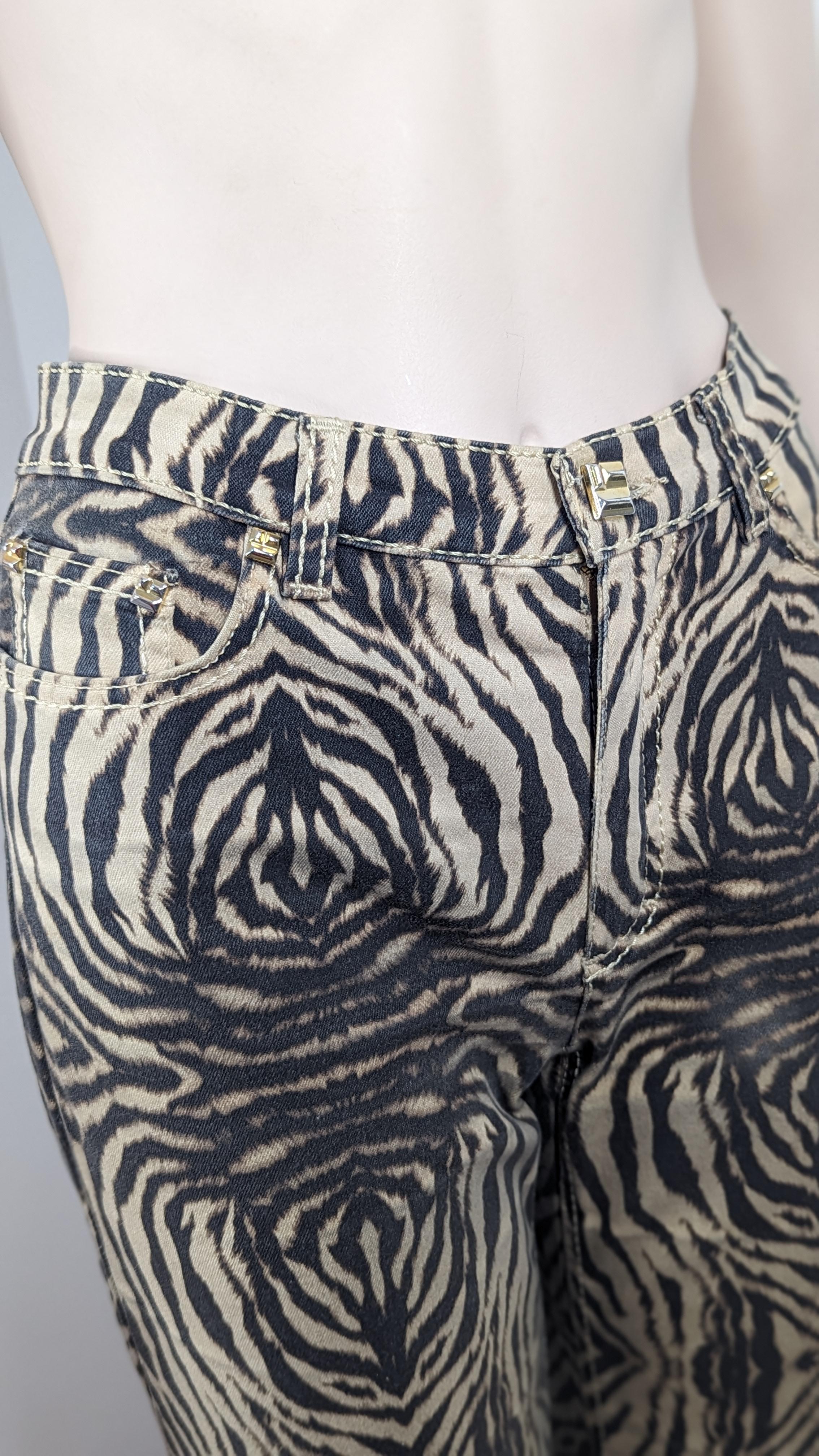 Roberto Cavalli animal print jeans For Sale 5