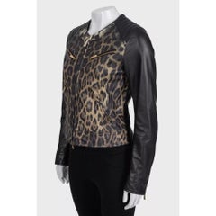 Roberto Cavalli Animal Print Leather Jacket IT 42 with Gold Hardware